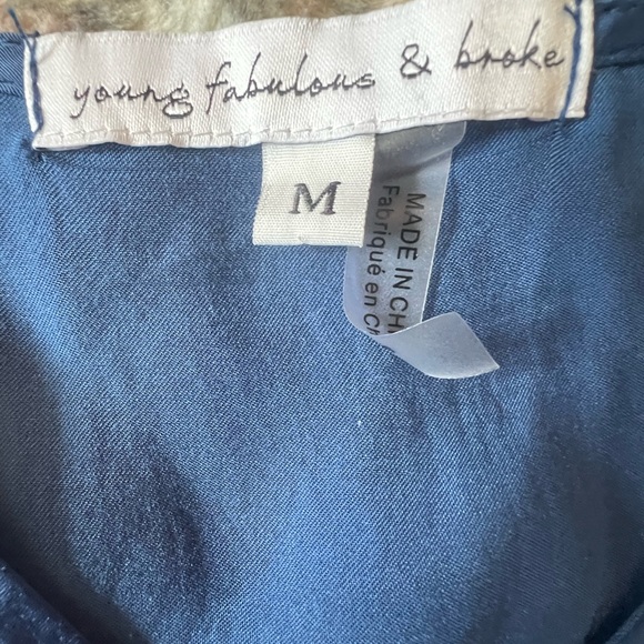 Young Fabulous & Broke Deep Blue Satin Wrap Mini Dress EUC M - Picture 6 of 7